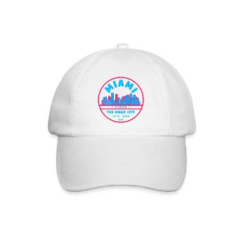 Miami Skyline Neon-Stempel - Baseballkappe - Weiß/Weiß - Vorne