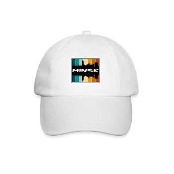 Minsk Weißrussland Skyline Silhouette Reise Souvenir - Baseballkappe - Weiß/Weiß - Vorne