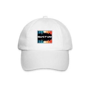 Boston Massachusetts USA Skyline Silhouette Reisen - Baseballkappe - Weiß/Weiß - Vorne