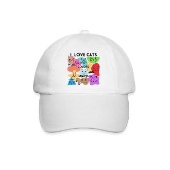 I Love Cats in all Colors and Shapes - Baseballkappe - Weiß/Weiß - Vorne
