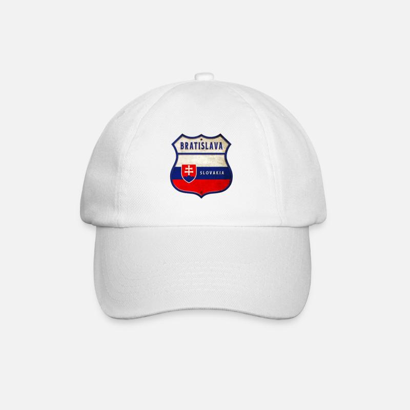 Bratislava Slowakei Wappen Flaggen Design - Baseballkappe - Weiß/Weiß