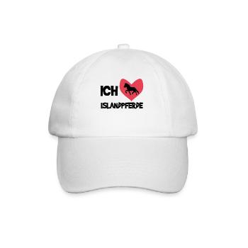 Herz Ich Liebe Pferde Statement Islandpferde - Baseballkappe - Weiß/Weiß - Vorne