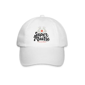 Super maitre l unique cadeau maître instituteur - Casquette classique - blanc/blanc - Devant
