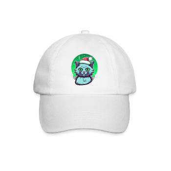 Stunning kitten wearing Santa Claus hat - Baseball Cap - white/white - Front