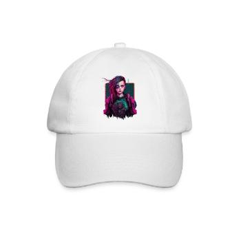 Trendy Drawing Of A Futuristic Girl - Baseball Cap - white/white - Front
