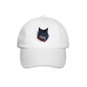 Wolf Drawing for all Animal Enthusiasts - Baseball Cap - white/white - Front