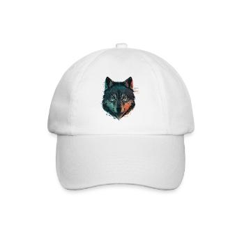 Eine Wolfszeichnung für alle Wolfsliebhaber - Baseballkappe - Weiß/Weiß - Vorne