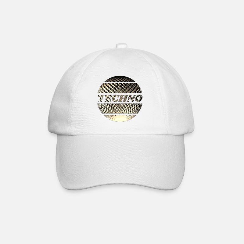 Techno disco ball gold - Baseball Cap - white/white