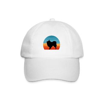 Volpino Italiano Hundeliebhaber Silhouette Retro Sonnenuntergang - Baseballkappe - Weiß/Weiß - Vorne