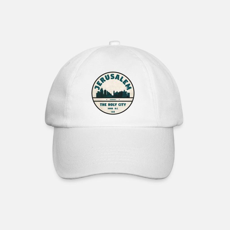 Jerusalem Skyline Retro Abzeichen - Baseballkappe - Weiß/Weiß