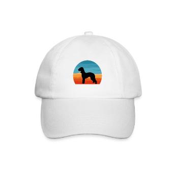 Bedlington Terrier Dog Silhouette Retro Sunset - Baseball Cap - white/white - Front