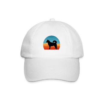 Ostsibirische Laika Hund Silhouette Retro Sonnenuntergang - Baseballkappe - Weiß/Weiß - Vorne