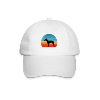 Manchester Terrier Dog Silhouette Retro Sunset - Baseball Cap - white/white - Front