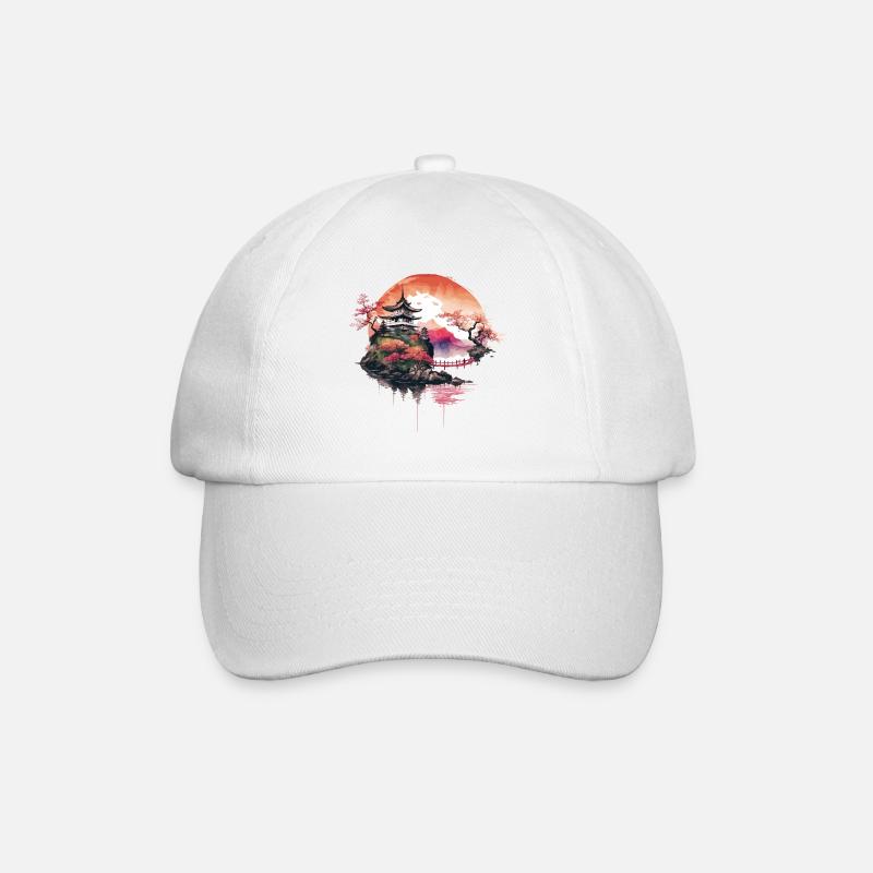 Japanese Temple on Mountain - Baseball Cap - white/white