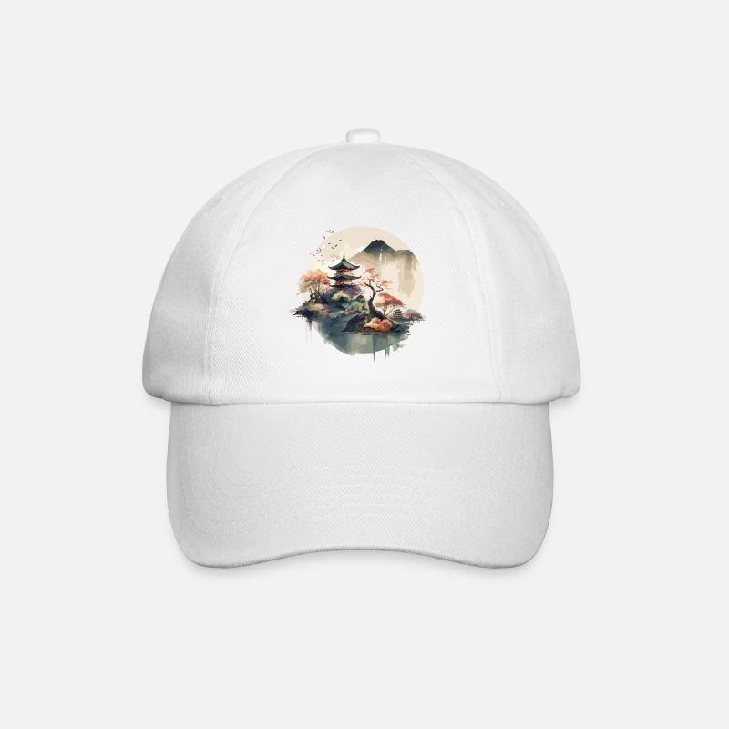 Art traditionnel japonais de la gravure sur bois - Casquette classique - blanc/blanc