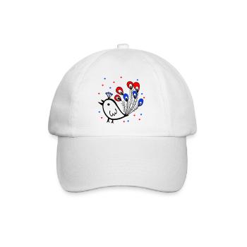 Karneval, Fasching, Spatz - Baseballkappe - Weiß/Weiß - Vorne