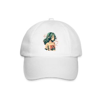 Study Girl hört Musik - Baseballkappe - Weiß/Weiß - Vorne