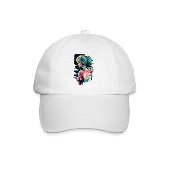 Fille des années 80 avec des écouteurs - Casquette classique - blanc/blanc - Devant