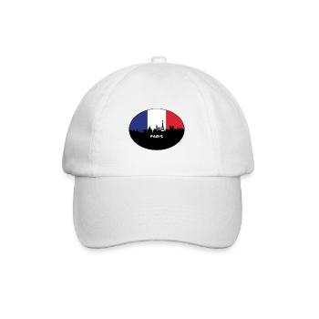 Paris France Flag Skyline Travel Souvenir - Baseball Cap - white/white - Front