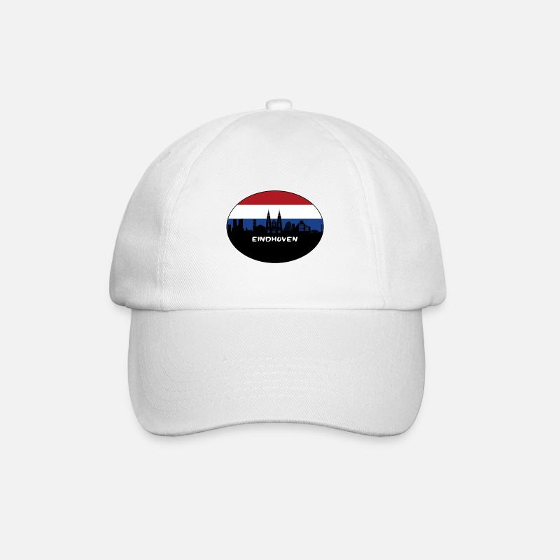 Eindhoven Niederlande Flagge Skyline Silhouette Trav - Baseballkappe - Weiß/Weiß