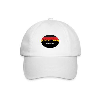 Schwerin Deutschland Flagge Skyline Silhouette Reisen - Baseballkappe - Weiß/Weiß - Vorne