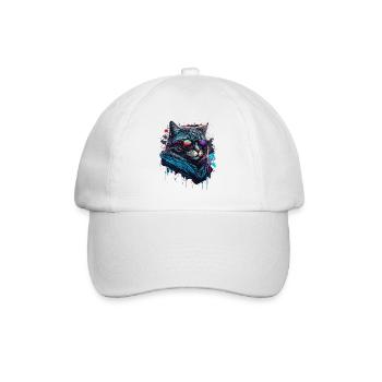 Agent Katze - Baseballkappe - Weiß/Weiß - Vorne