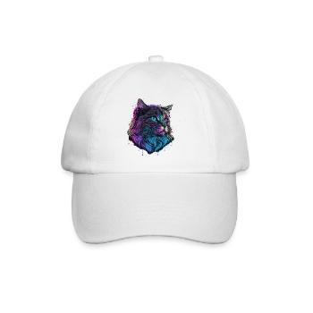 Vaper Cat Illustration - Baseball Cap - white/white - Front