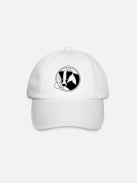 Dachs in geometrischer Form - Line-Art-Design - Baseballkappe - Weiß/Weiß