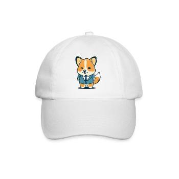 Cartoon Corgi Hund - Baseballkappe - Weiß/Weiß - Vorne