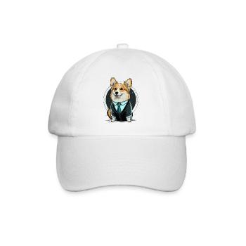 Stylelish Corgi in Suit - Baseball Cap - white/white - Front