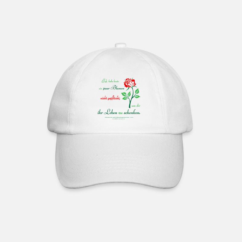 Elegante Rose mit Zitat - Baseballkappe - Weiß/Weiß