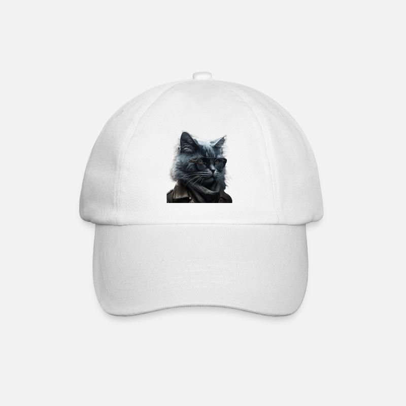 Chat cool élégant avec des lunettes de soleil - Casquette classique - blanc/blanc