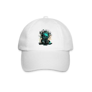 Cyber Cat Illustration - Baseballkappe - Weiß/Weiß - Vorne