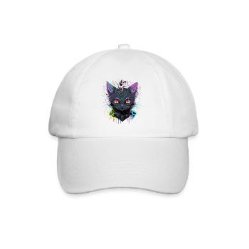 Coole Katze Illustration - Baseballkappe - Weiß/Weiß - Vorne
