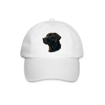 Weich aussehender dunkelbrauner Labrador Retriever - Baseballkappe - Weiß/Weiß - Vorne