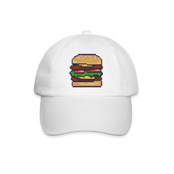 Pixelburger Pixelkunst - Baseballkappe - Weiß/Weiß - Vorne