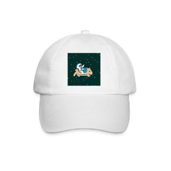 Astronaut auf einem Weltraum-Wasserschwein - Baseballkappe - Weiß/Weiß - Vorne
