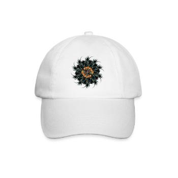 Mandala ornament made of drawn rooster feathers - Baseball Cap - white/white - Front