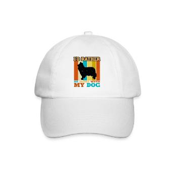 Collie Rough Dog Lover Silhouette Vintage Sunset - Baseballkappe - Weiß/Weiß - Vorne