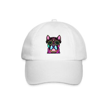 Happy dog. Happy dogs. Bulldog - Baseball Cap - white/white - Front