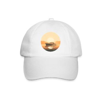Motorboat in sunset background - Baseball Cap - white/white - Front