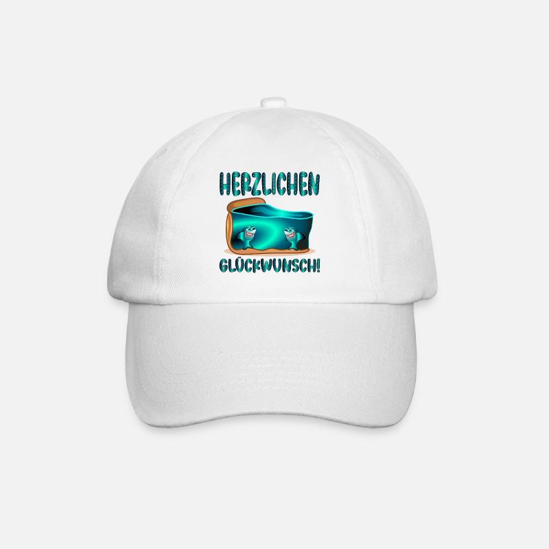 Herzlichen Glückwunsch - Hai Wassertiere lustig - Baseballkappe - Weiß/Weiß