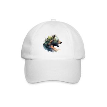 Ours, Grizzly, Tête d’ours, Nature, Nature, Nature, Forêt, Montagnes - Casquette classique - blanc/blanc - Devant