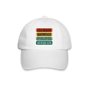 Geschenke zum Vatertag - PAPA - WEICHER KERN - Baseballkappe - Weiß/Weiß - Vorne