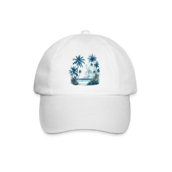 Watercolor Painting of a Beach with Palm Trees - Baseball Cap - white/white - Front