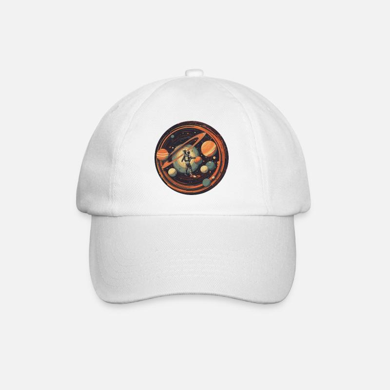 Astronaute dans l’espace avec système solaire et - Casquette classique - blanc/blanc