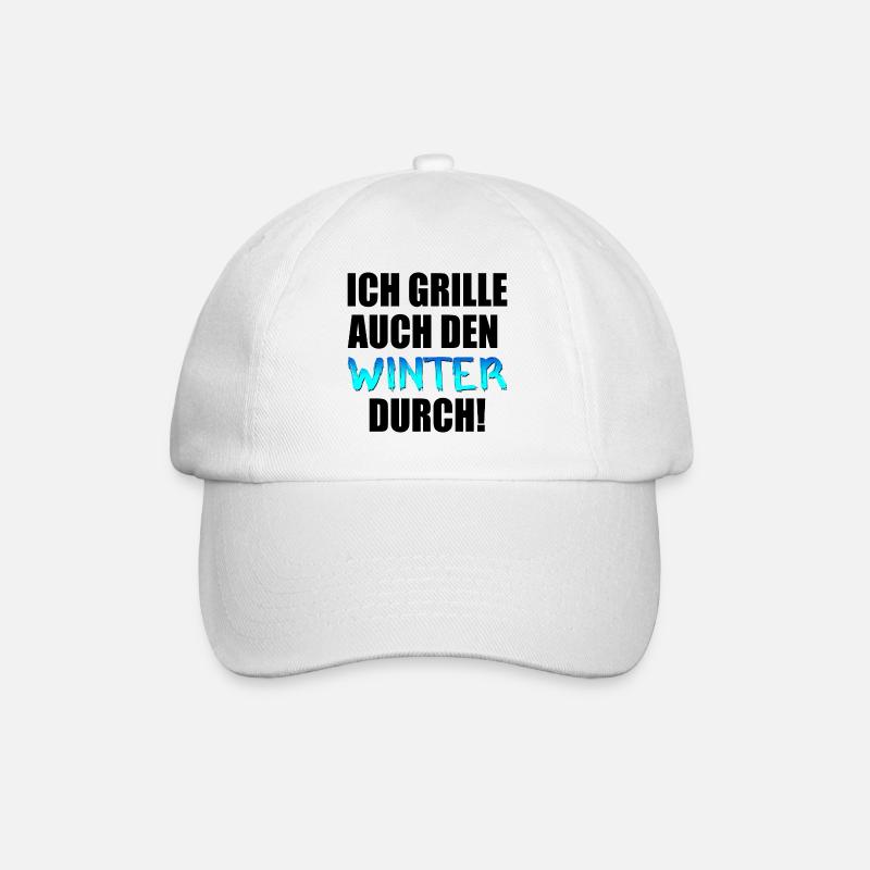 GRILLSPRÜCHE - GRILL - HOBBY GRILLEN - Baseballkappe - Weiß/Weiß