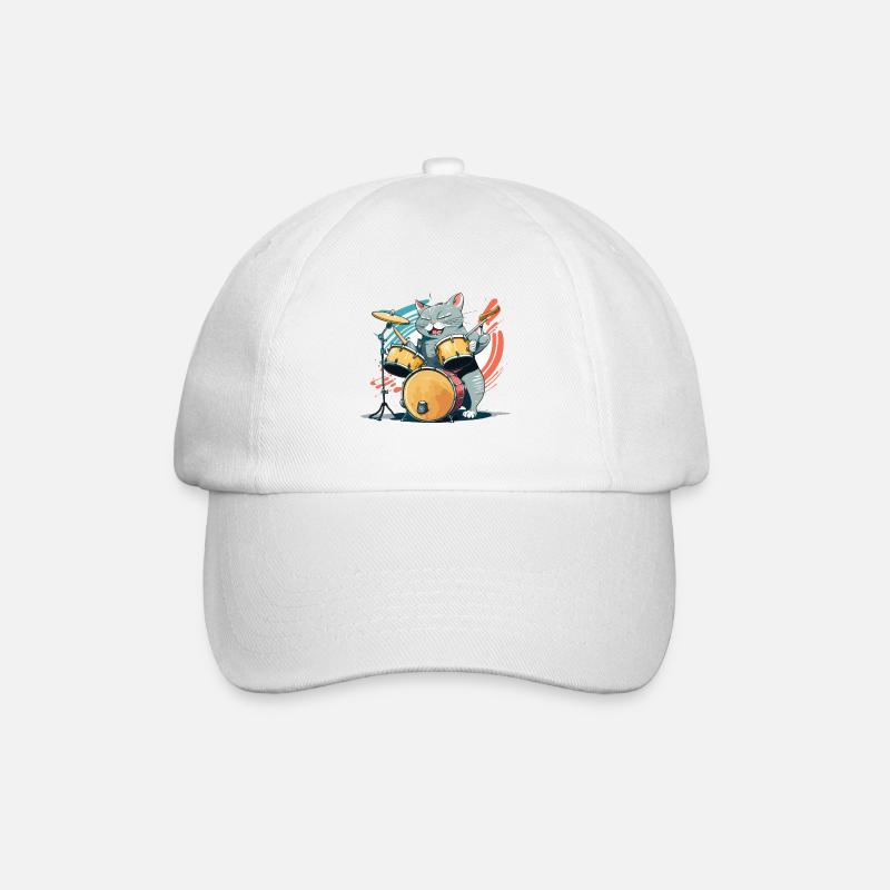 Rocker Katze - Baseballkappe - Weiß/Weiß