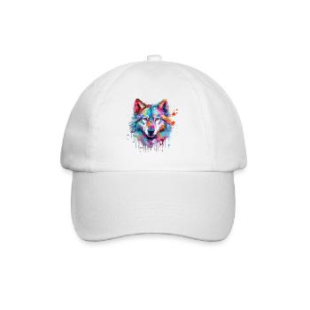 Wolf Wolf's Head Nature Wilderness Watercolor Colorful Art - Baseball Cap - white/white - Front