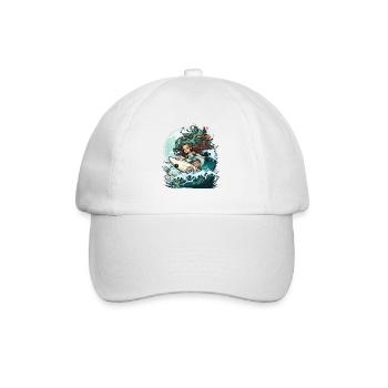 Surfende Sirene - Baseballkappe - Weiß/Weiß - Vorne